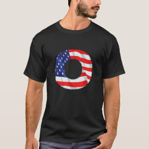 Letter O Capital Alphabet Usa American Flag Monogr T-Shirt