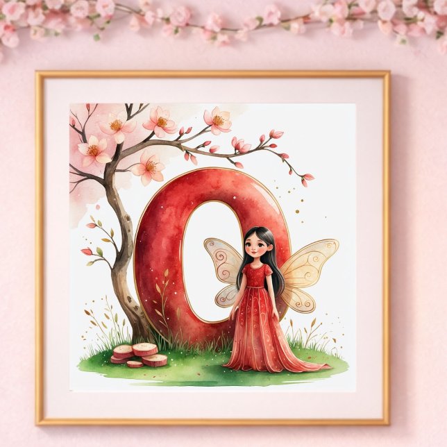Letter O Cherry Blossom Fairy Art Poster Alphabet (Creator Uploaded)