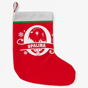 Letter O Christmas Monogram Initial Name Red White Small Christmas Stocking