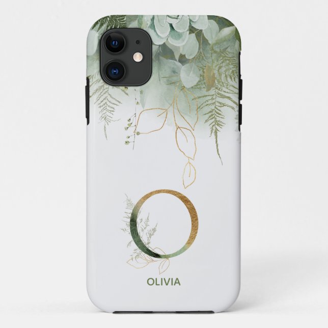 Letter O Fern & Succulent Case-Mate iPhone Case (Back)