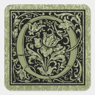 Letter O First Letter Monogram Square Sticker