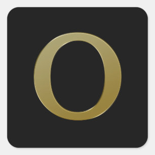 Letter O Gold Square Sticker
