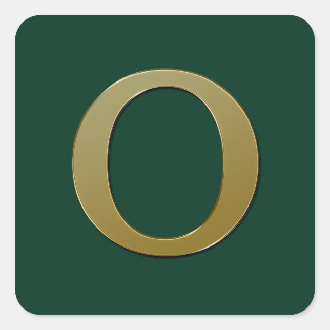 Letter O Gold Square Sticker (Front)