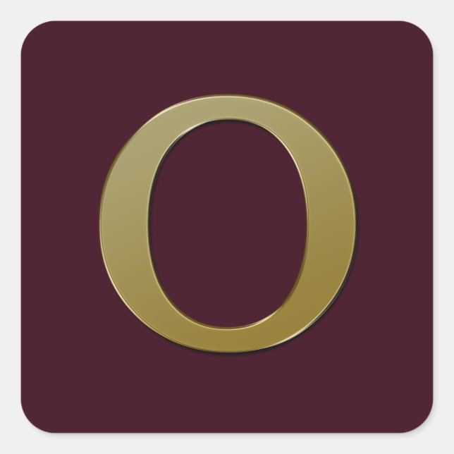 Letter O Gold Square Sticker (Front)