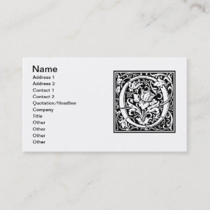 Letter O Mediaeval Monogram Art Nouveau Business Card