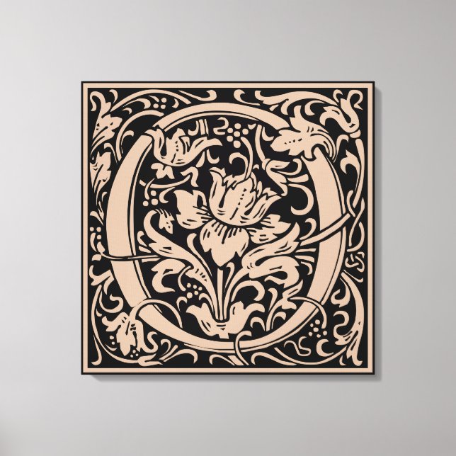 Letter O Mediaeval Monogram Art Nouveau Canvas Print (Front)