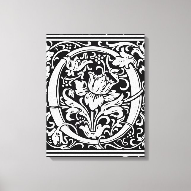 Letter O Mediaeval Monogram Art Nouveau Canvas Print (Front)