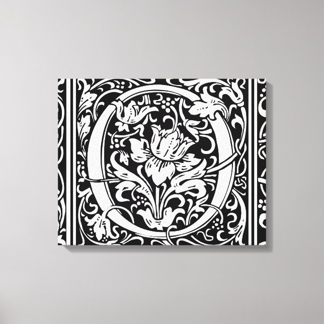 Letter O Mediaeval Monogram Art Nouveau Canvas Print (Front)