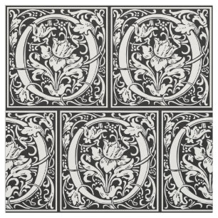 Letter O Mediaeval Monogram Art Nouveau Fabric