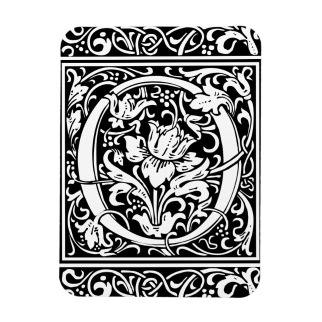 Letter O Mediaeval Monogram Art Nouveau Magnet (Vertical)