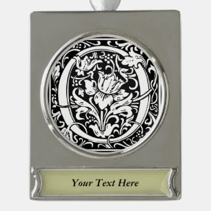 Letter O Mediaeval Monogram Art Nouveau Silver Plated Banner Ornament
