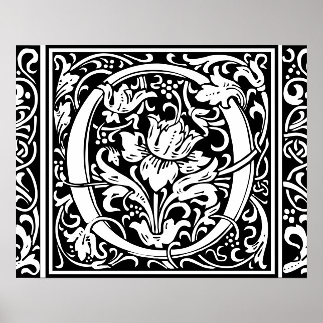 Letter O Mediaeval Monogram Vintage Initial Poster (Front)