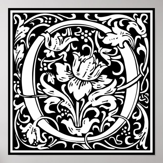 Letter O Mediaeval Monogram Vintage Initialv Poster (Front)