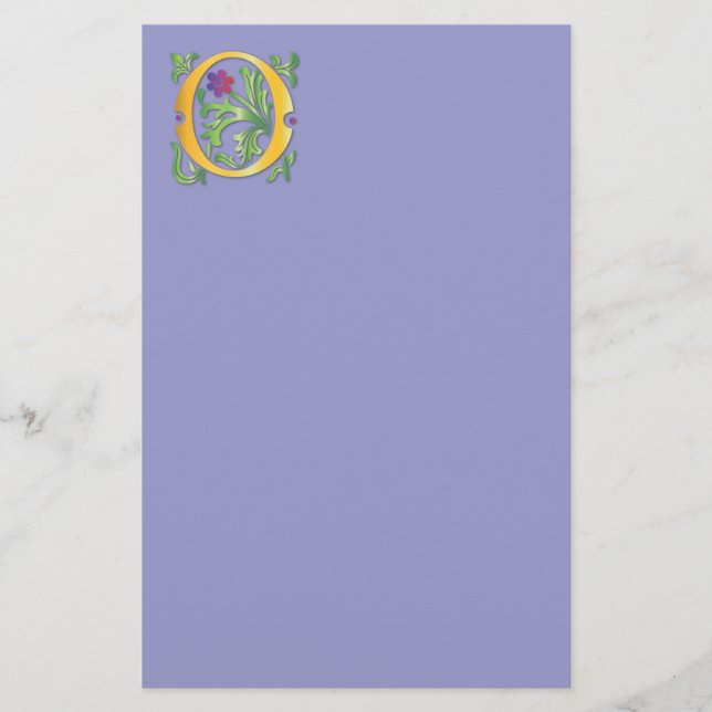Letter O Monogram Fleur de lis Stationery (Front)