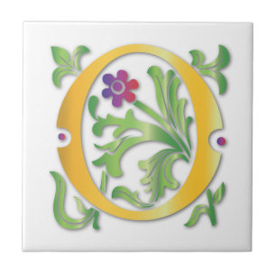 Letter O Monogram Fleur de lis Tile