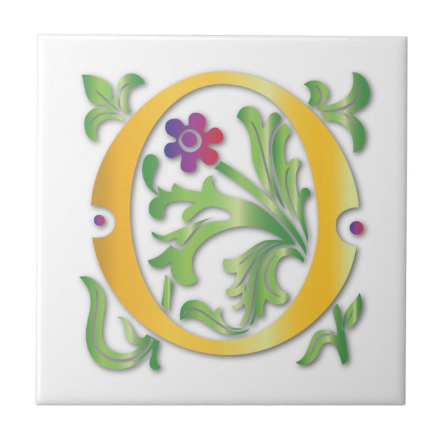 Letter O Monogram Fleur de lis Tile (Front)