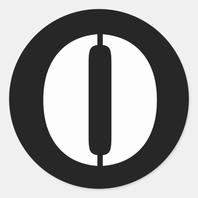 Letter O Stencil Alphabet by Janz Black Classic Round Sticker (Front)