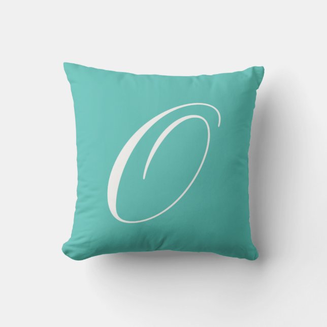 Letter O Turquoise Monogram Pillow (Front)