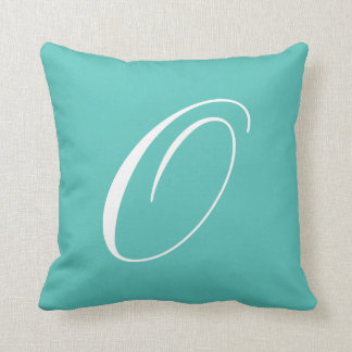 Letter O Turquoise Monogram Pillow