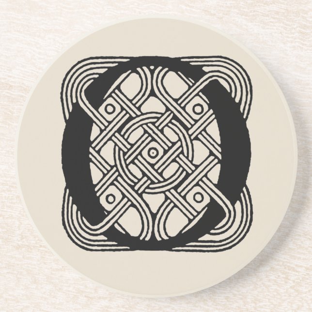 Letter O Vintage Celtic Knot Monogram Coaster (Front)