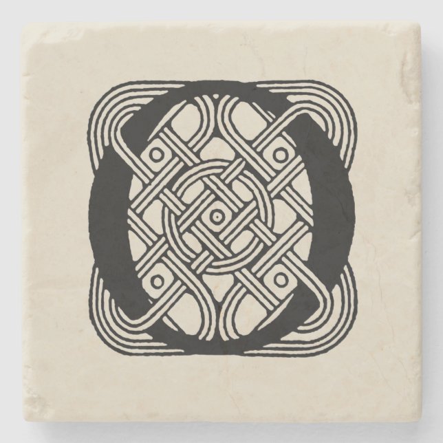 Letter O Vintage Celtic Knot Monogram Stone Coaster (Front)