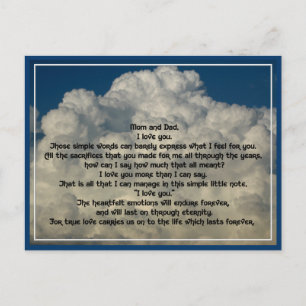 Letter of love to parents postcard