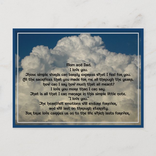 Letter of love to parents postcard (Front)