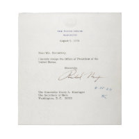 Letter of Resignation of Richard M. Nixon 1974
