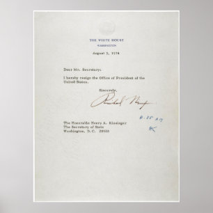 Letter of Resignation of Richard M. Nixon 1974 Poster