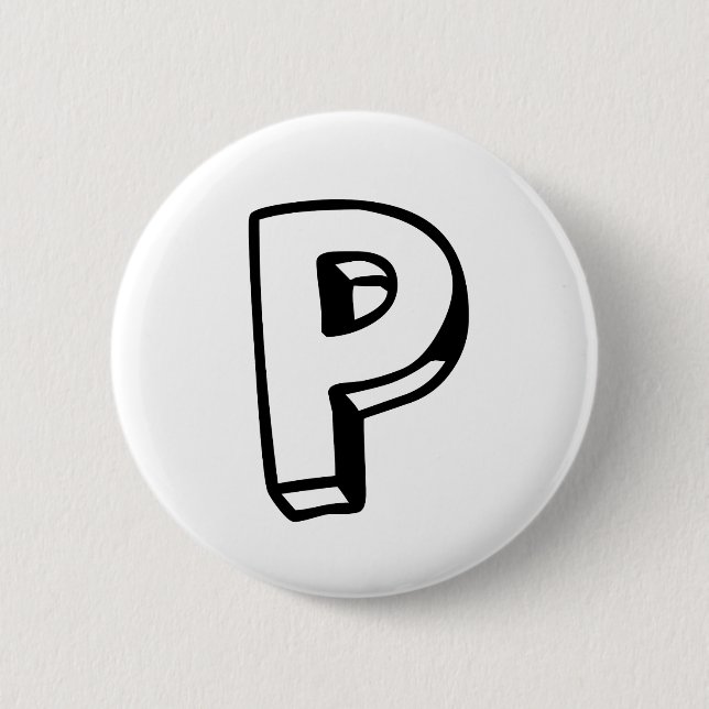 Letter P 6 Cm Round Badge (Front)