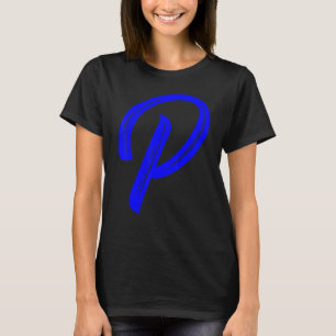 Letter P Alphabet Large Blue Graphic Initial T-Shirt
