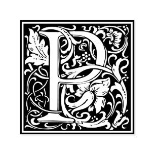 Letter P art nouveau black and white Tile  Self-inking Stamp