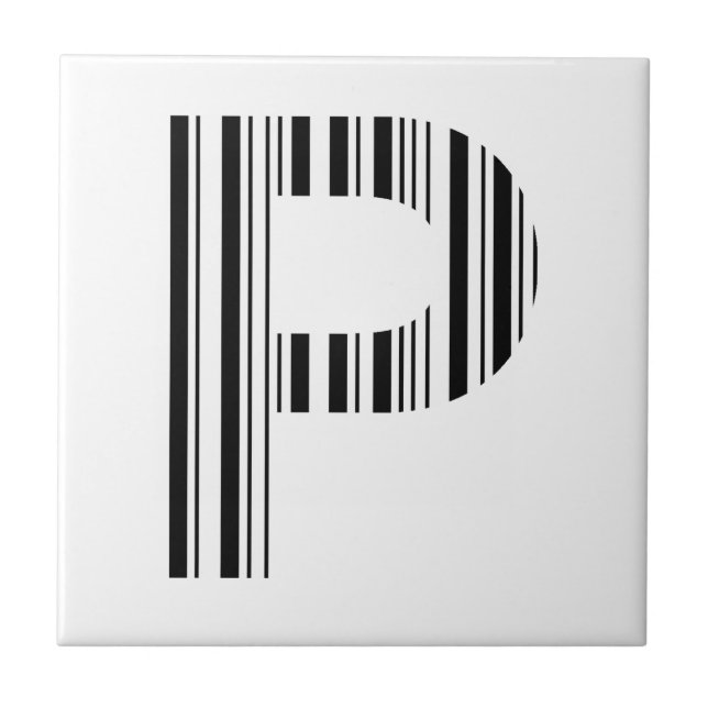 LETTER P BAR CODE First Initial Barcode Pattern Tile (Front)