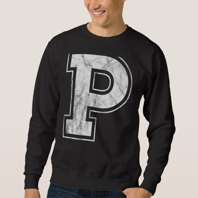 Letter P Capital Alphabet Monogram Initial Sweatshirt (Front)