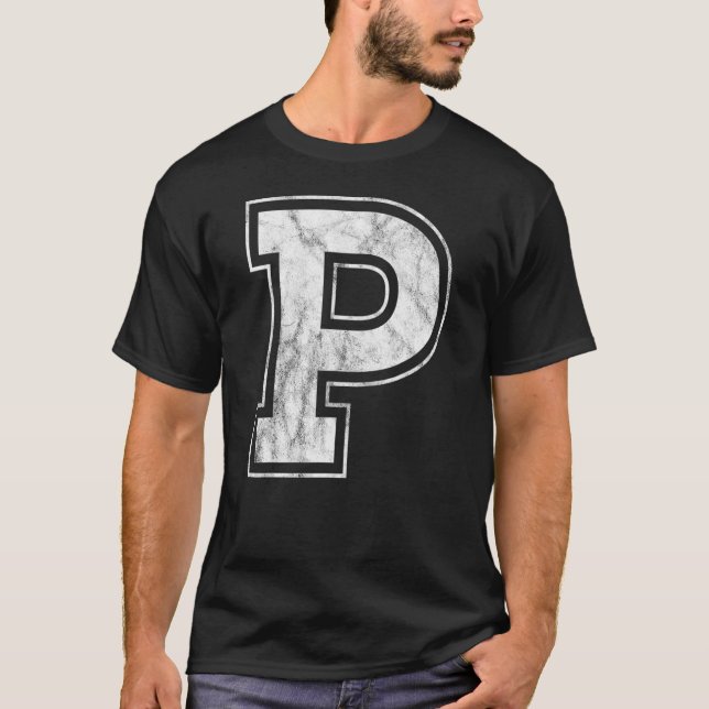 Letter P Capital Alphabet Monogram Initial T-Shirt (Front)