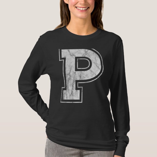 Letter P Capital Alphabet Monogram Initial T-Shirt (Front)
