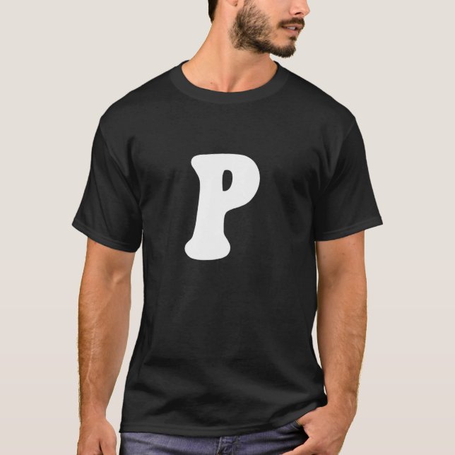 Letter P Capital Alphabet Team Groups Costume Matc T-Shirt (Front)
