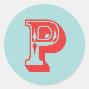 Letter P carnival style monogram initial favour Classic Round Sticker