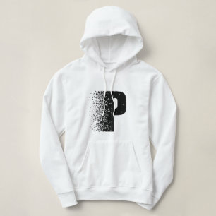 Letter P Disintegration Effect Hoodie Modern