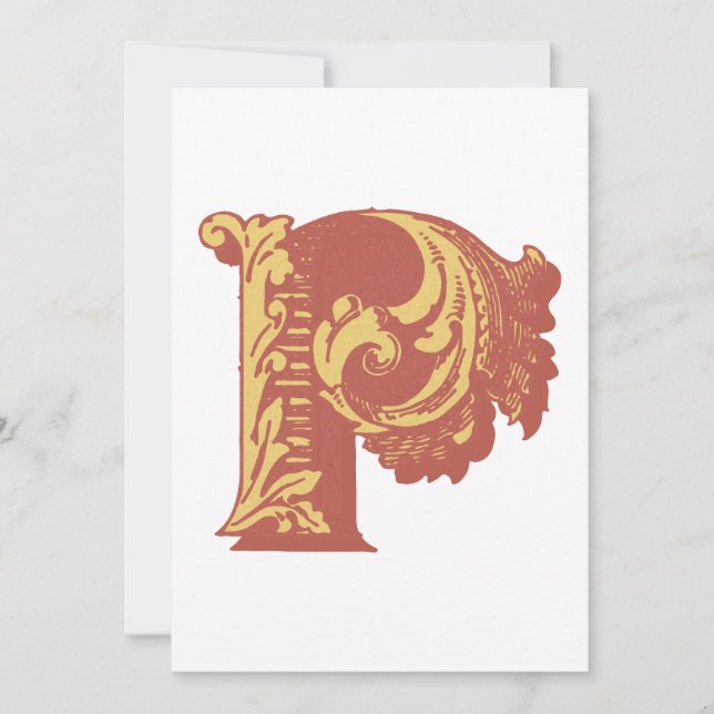 Letter "P" Elegant Embroidered Invitation (Front)