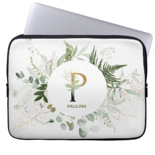 Letter P Foliage Wreath Laptop Sleeve