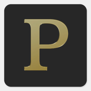 Letter P Gold Square Sticker
