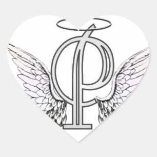 Letter P Initial Monogram with Angel Wings & Halo Heart Sticker
