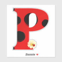 Letter P Ladybug Print with Ladybug and Flower