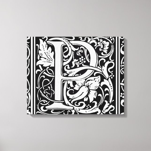Letter P Mediaeval Monogram Art Nouveau Canvas Print (Front)