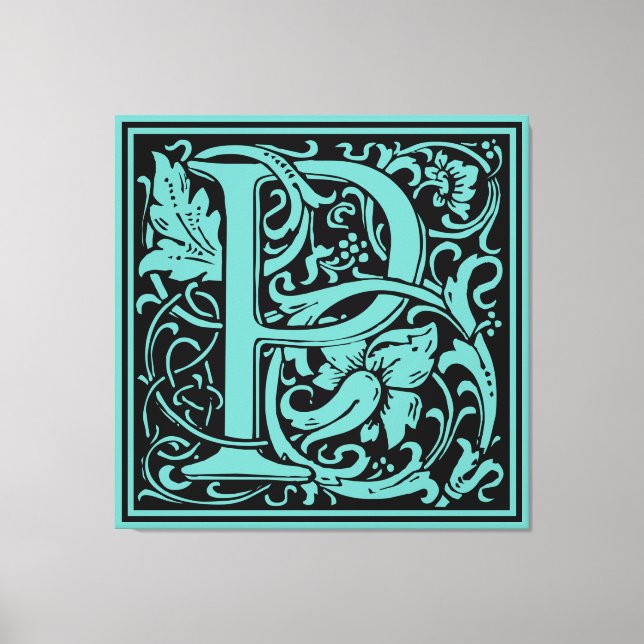 Letter P Mediaeval Monogram Art Nouveau Canvas Print (Front)