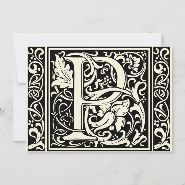 Letter P Mediaeval Monogram Art Nouveau Invitation (Front)