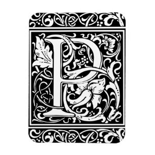 Letter P Mediaeval Monogram Art Nouveau Magnet