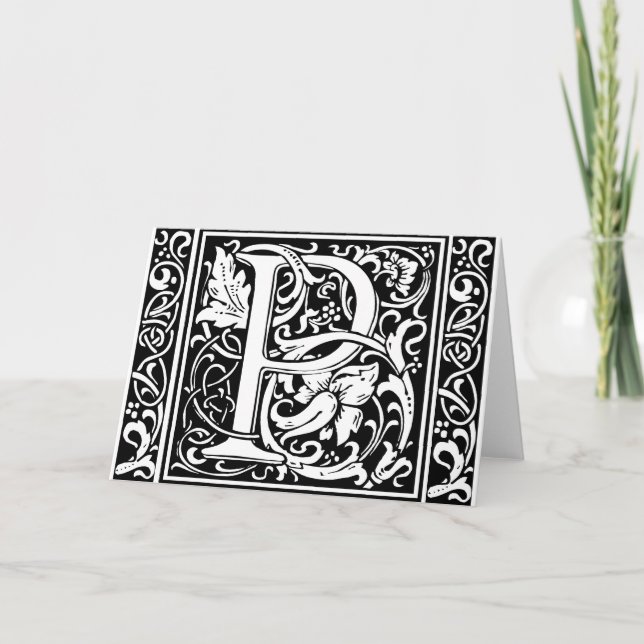 Letter P Mediaeval Monogram Art Nouveau Note Card (Front)