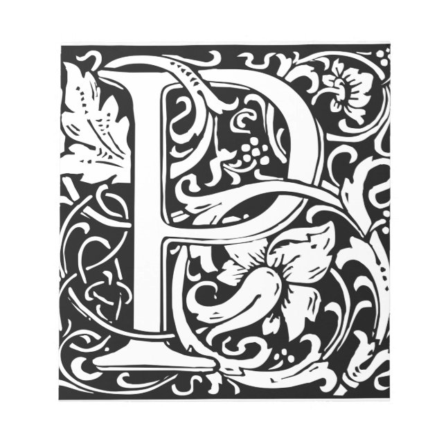 Letter P Mediaeval Monogram Art Nouveau Notepad (Front)